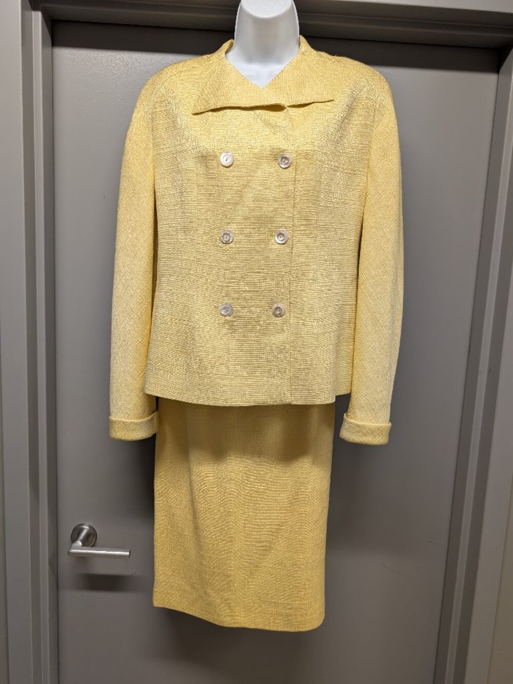 Valentino Night Yellow Suit Silk & Wool Top and Skirt Set Vintage